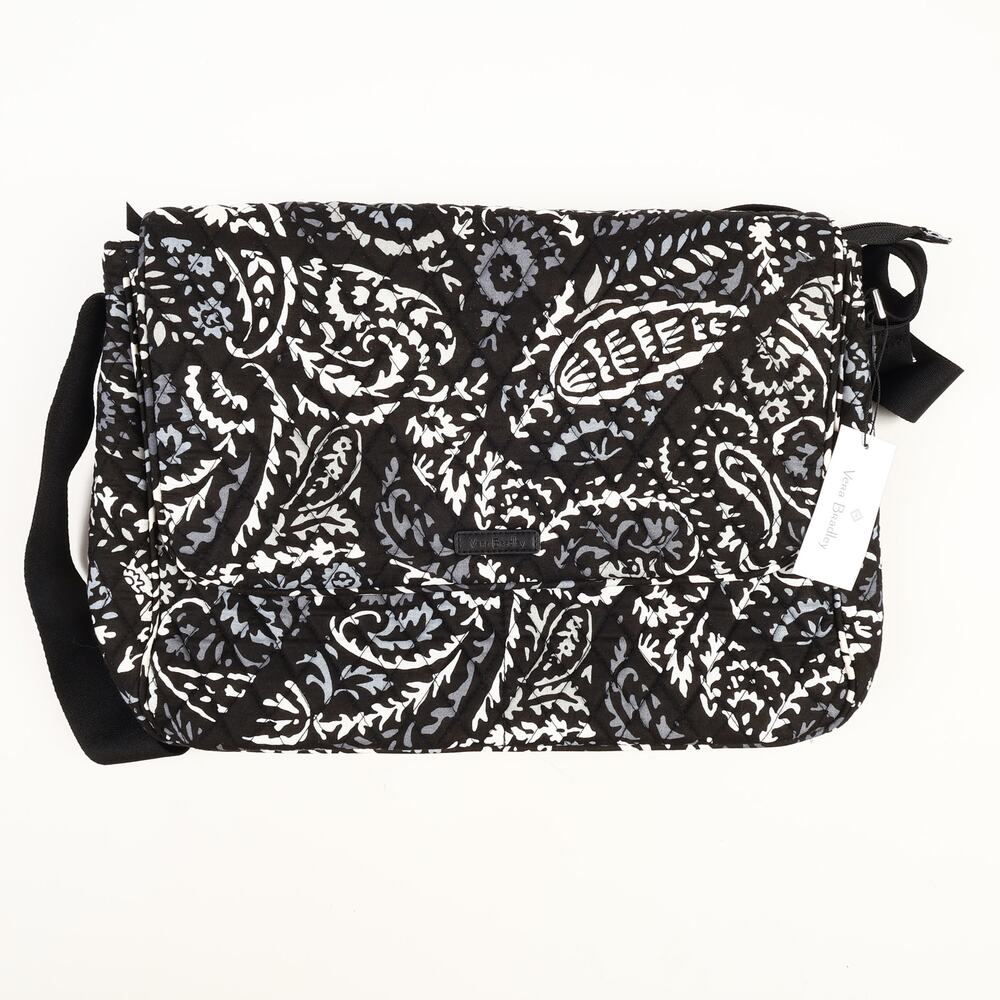 NWT Vera Bradley Essential Messenger Bag Paisley Noir